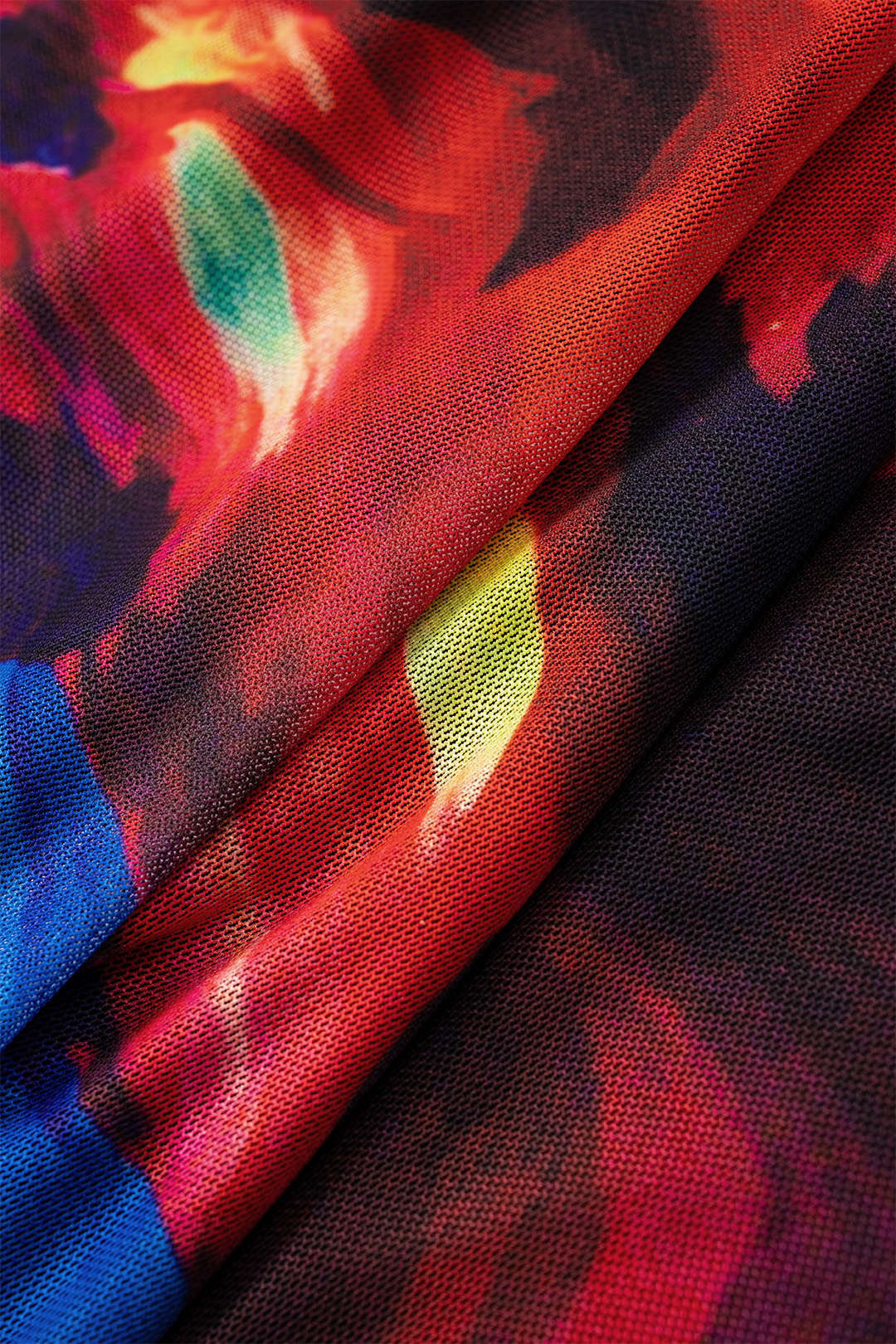 Mesh Abstract Print Cut Out Crossed Skirt