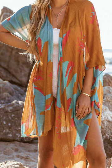 Printed Short Sleeve Beach Cover Up