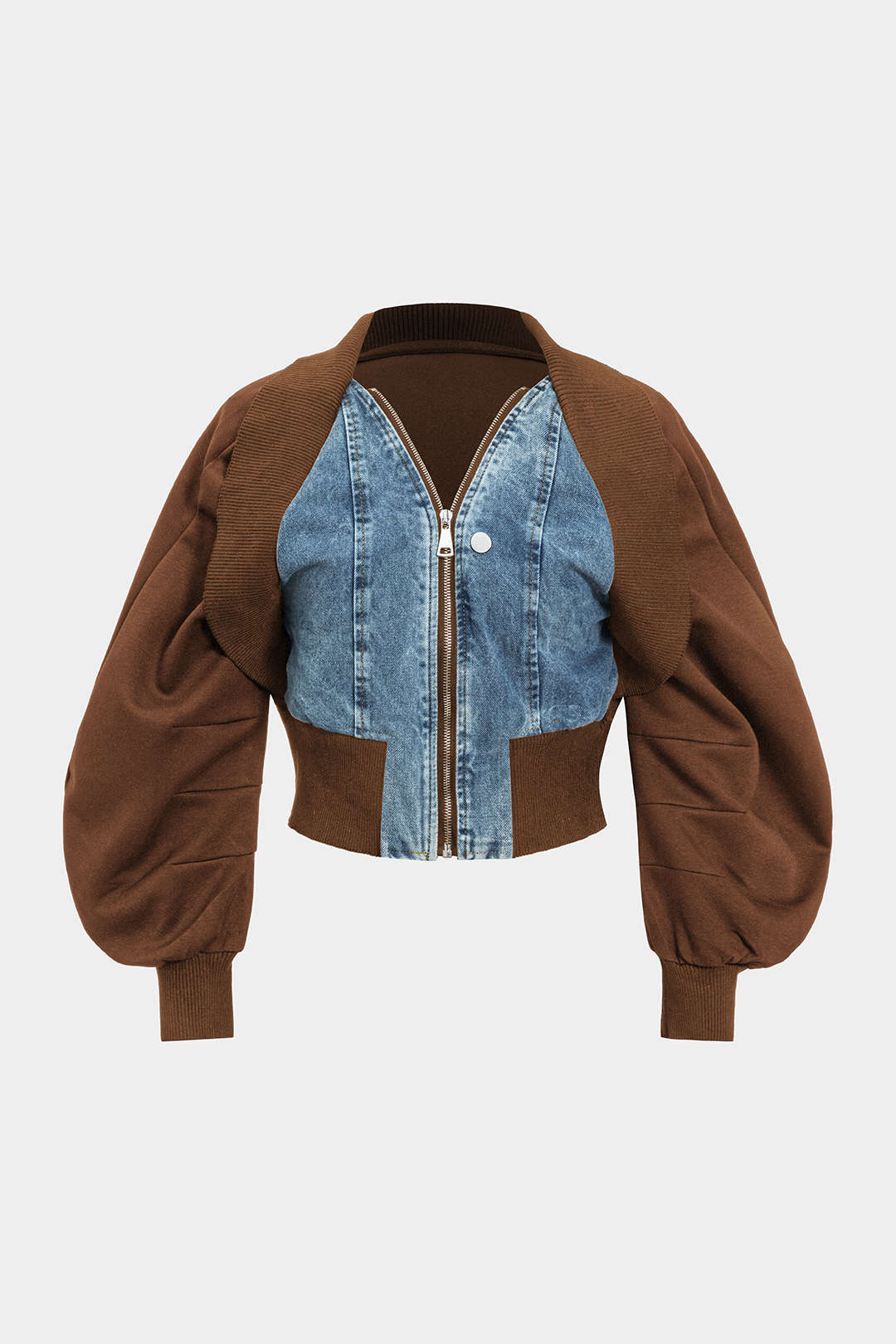 Patchwork Zipper Denim Outerwear Jacket