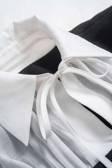 Patchwork Double Breasted Long Sleeve Maxi Dress