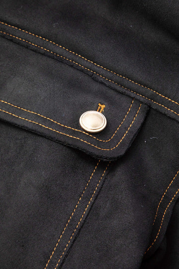 Contrast Stitching Button Up Flap Pocket Jacket