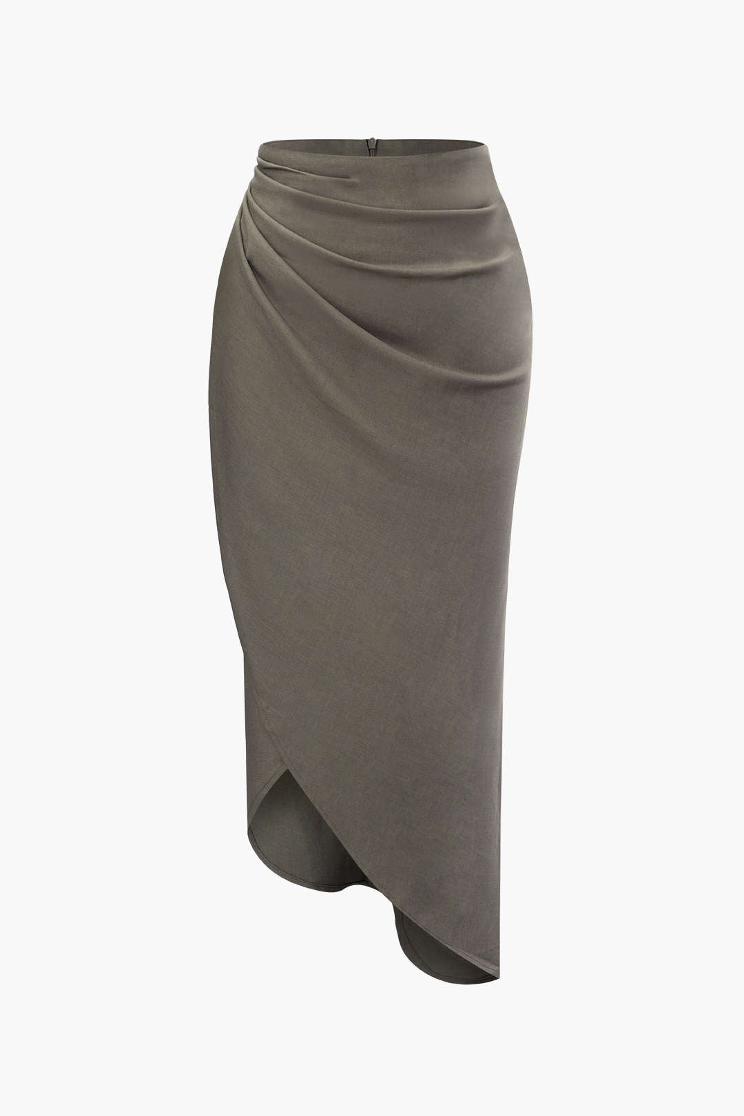 Asymmetric Ruched High Waist Skirt