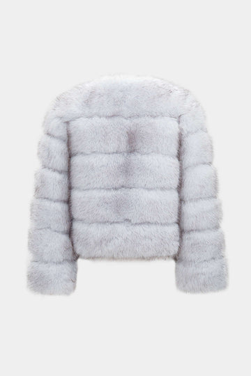 Faux Fur Feather Long Sleeve Coat