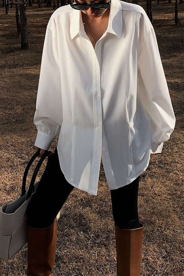 Solid Button Up Long Sleeve Shirt