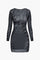Texture Cut Out Round Neck Long Sleeve Mini Dress