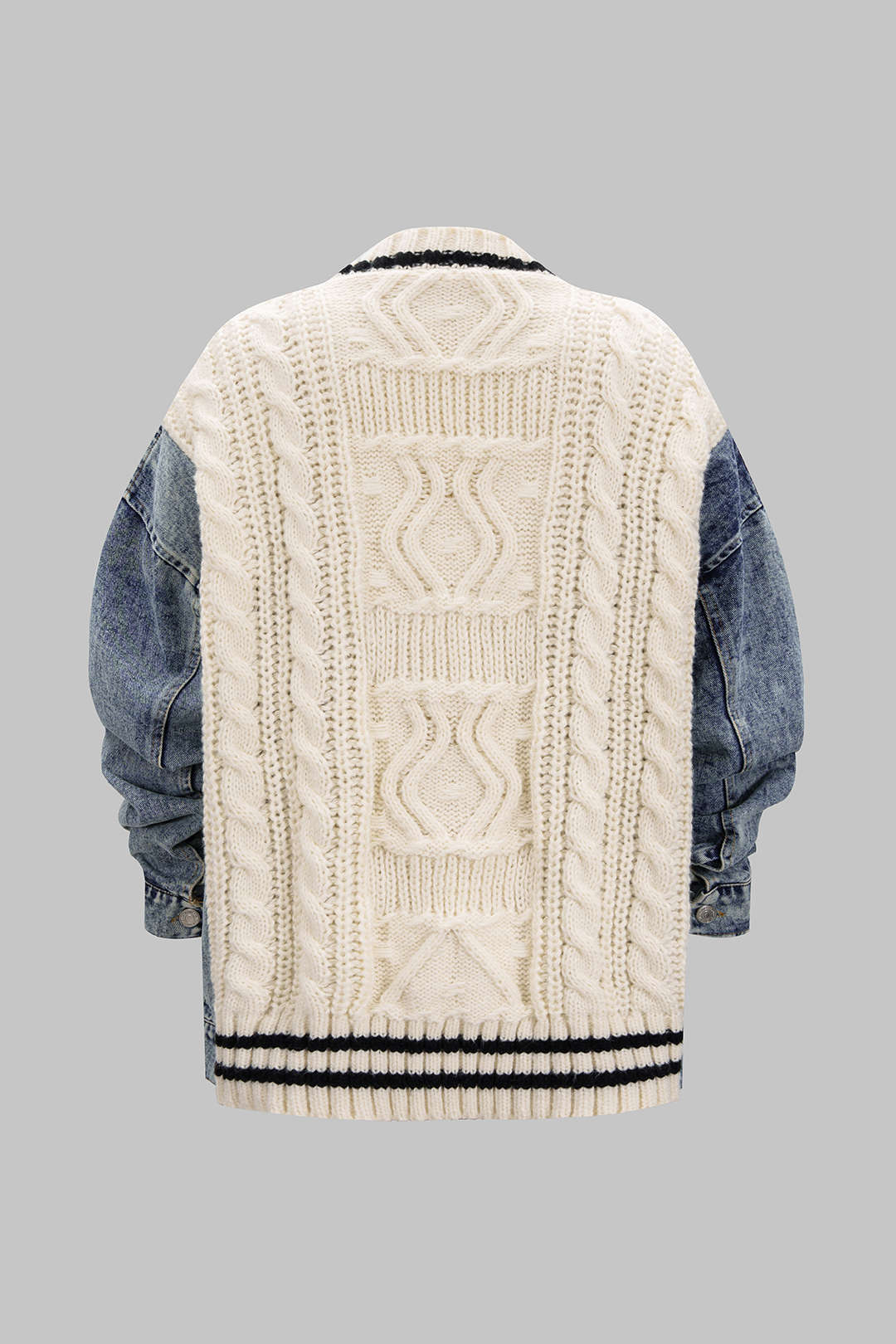 Denim Patchwork Knit Outerwear