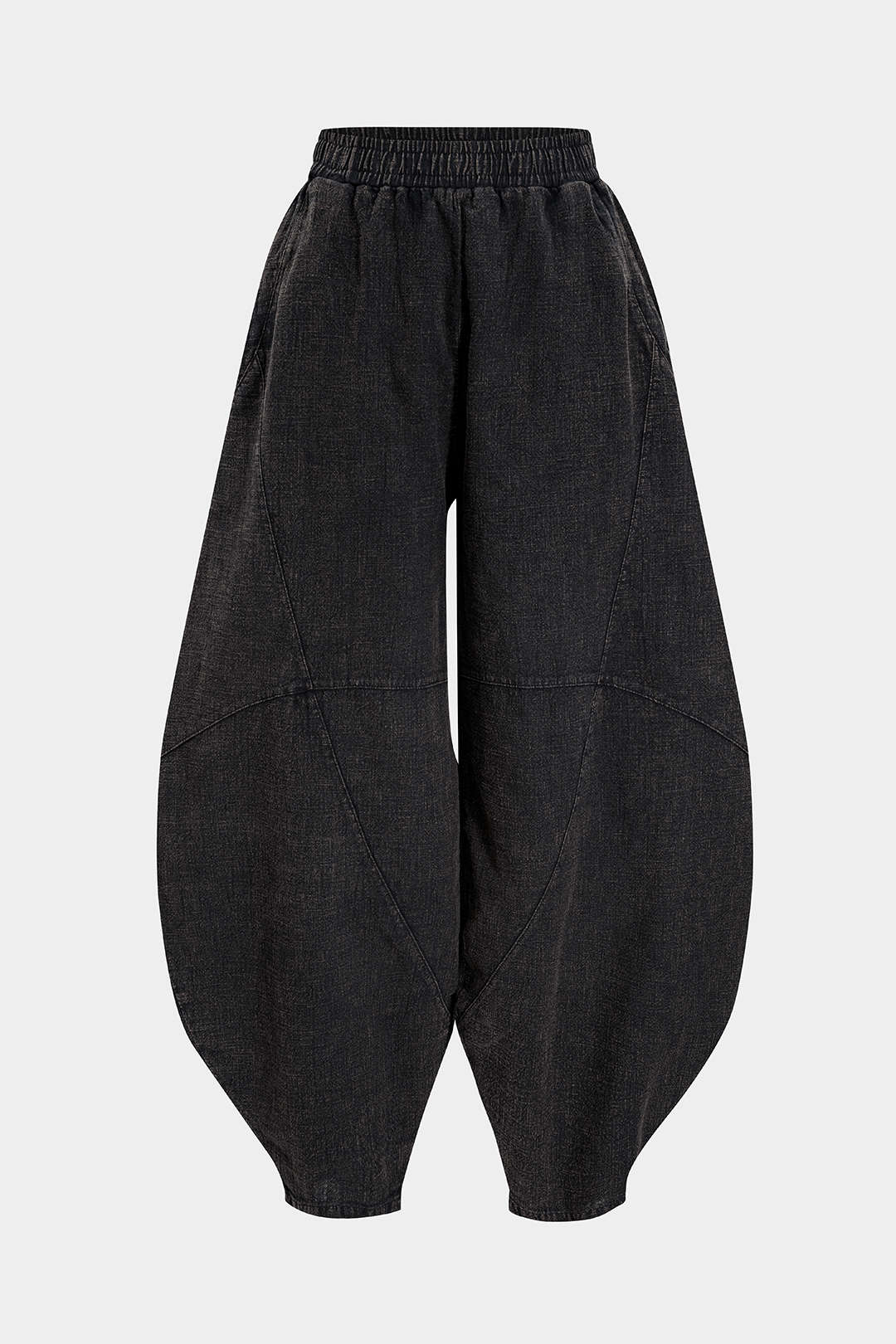 Ruched Pocket Wide Leg Barrel Trousers