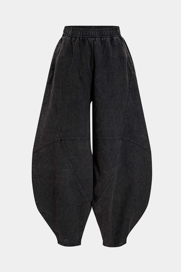 Ruched Pocket Wide Leg Barrel Trousers