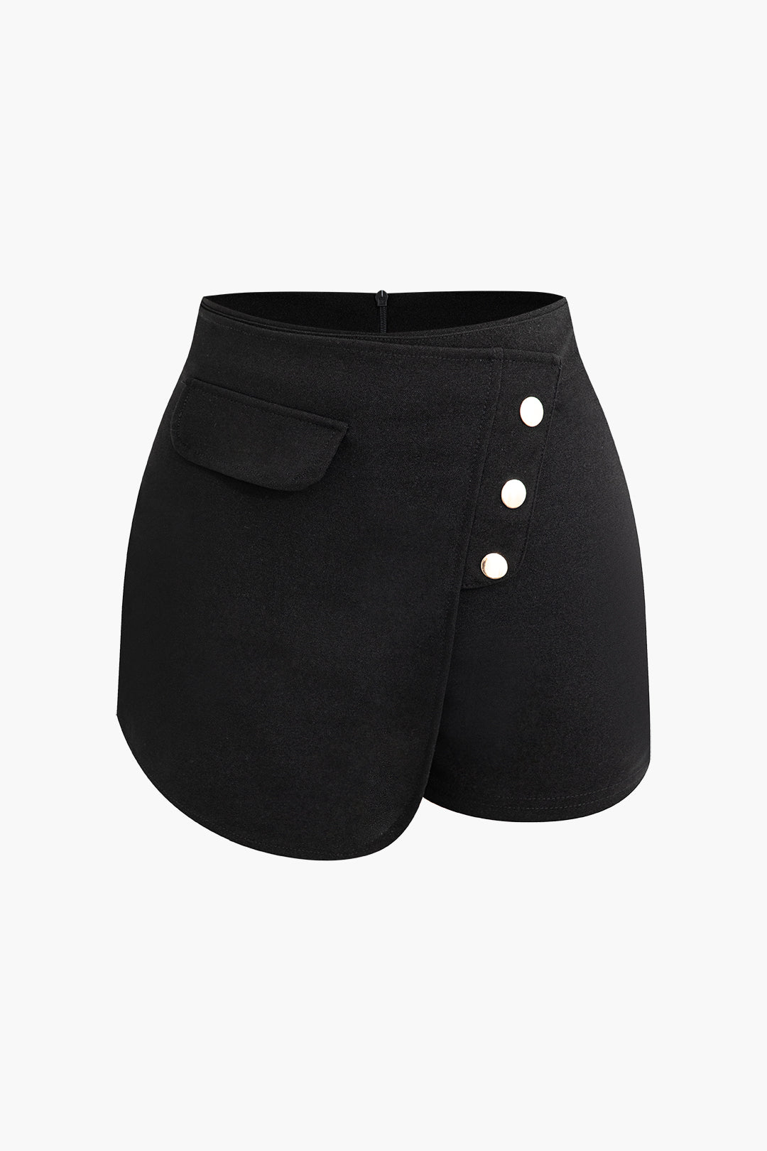 Asymmetrical Button-Detail Shorts