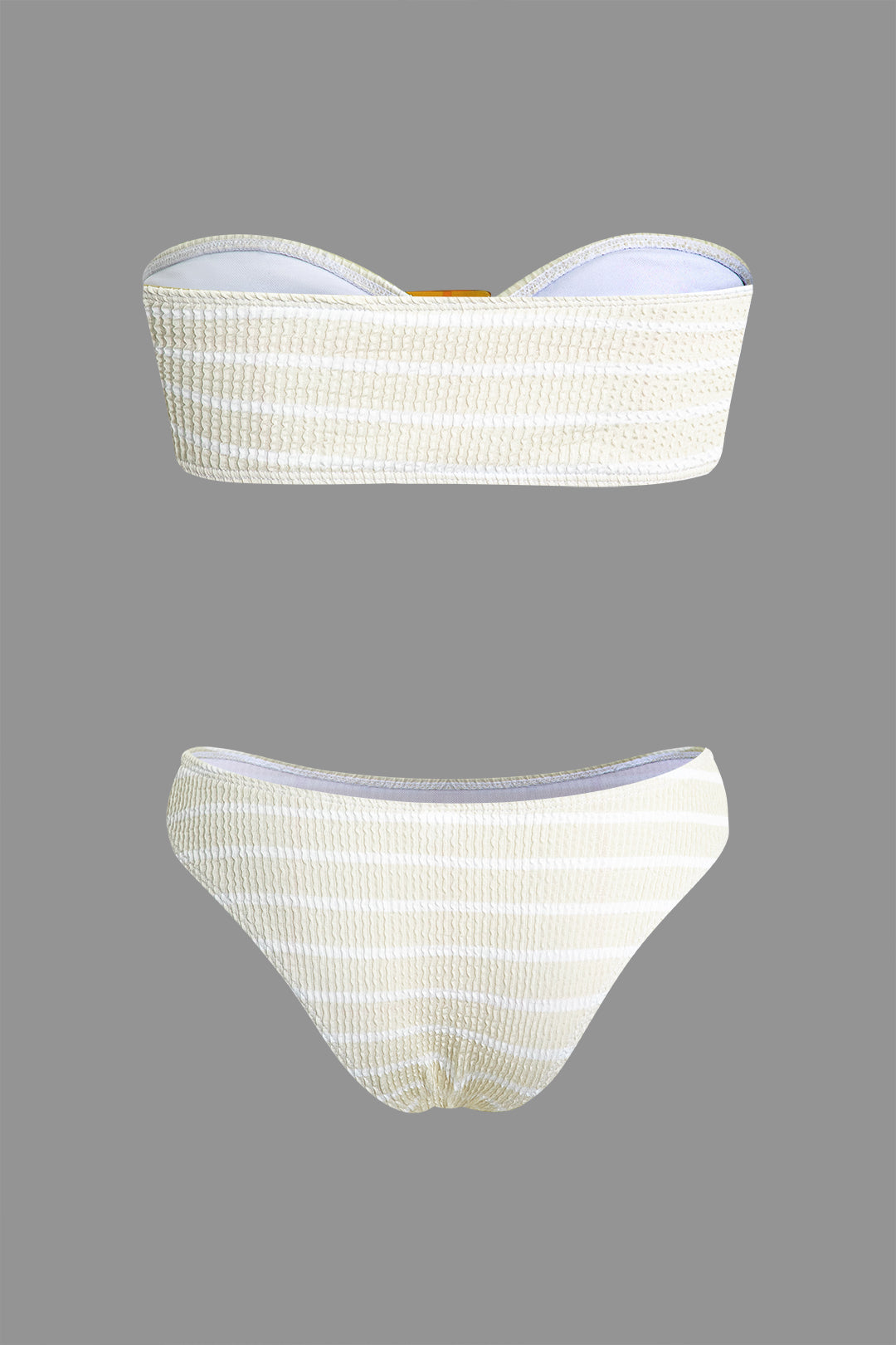 Textured Buckle Detail Tube Bikini Set