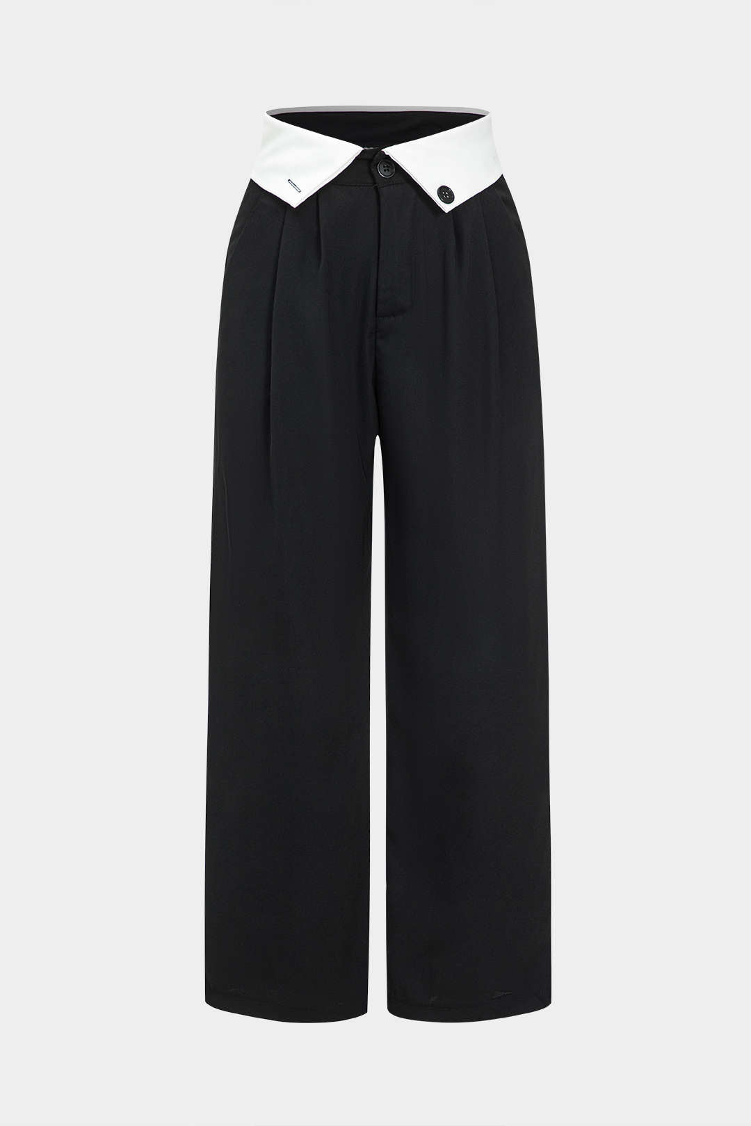 Basic Contrast High Waist Wide Leg Trousers