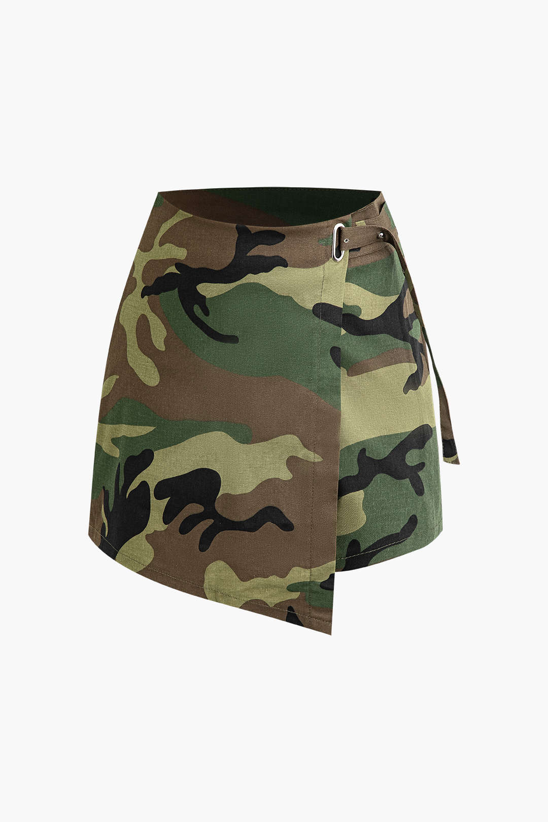 Camo Print Asymmetrical Wrap Shorts