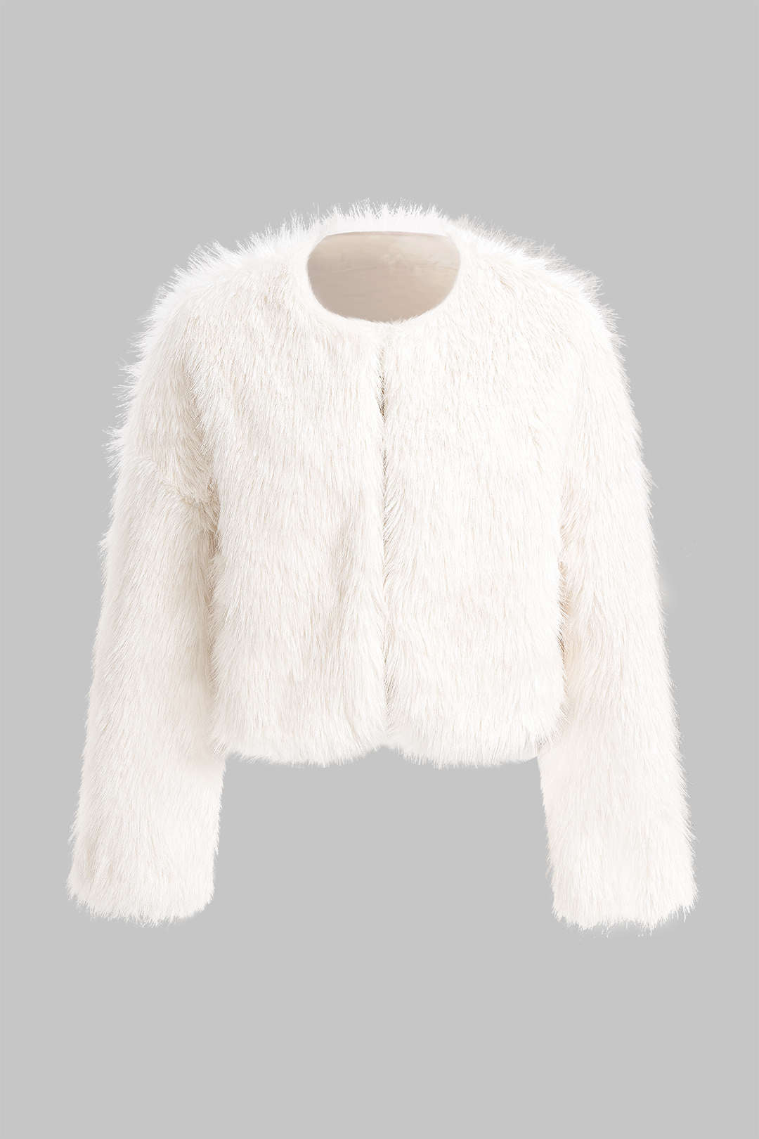 Faux Fur Round Neck Cropped Coat