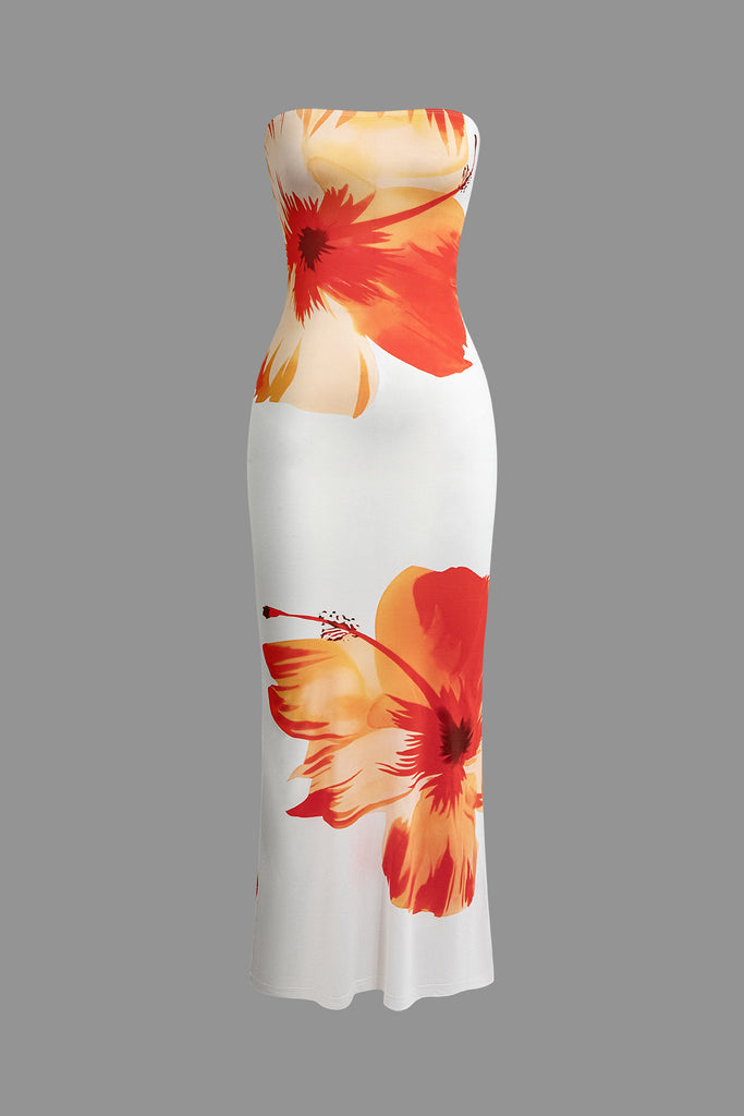 Sunny Floral Cascade Strapless Midi Dress - decent-life