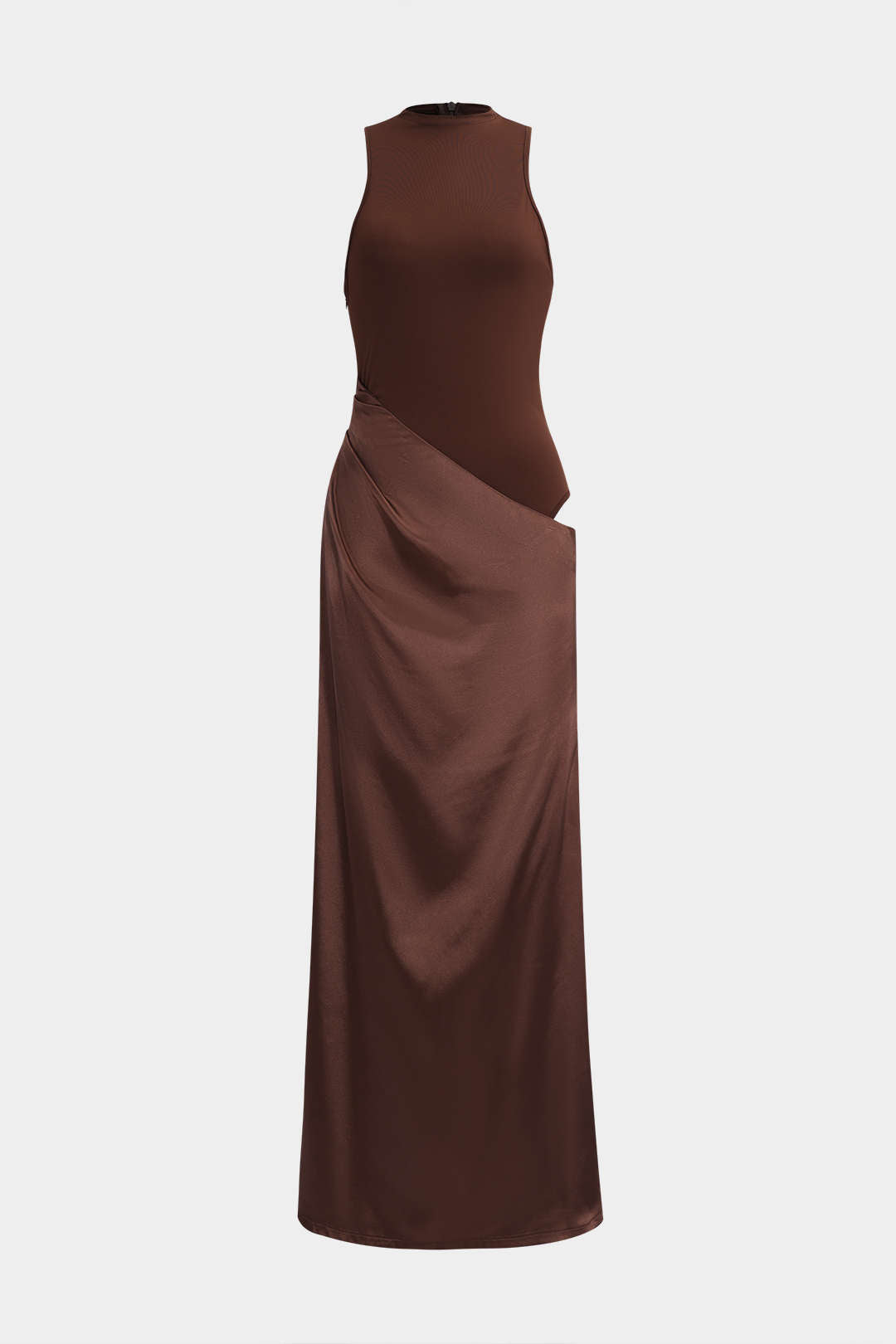 Satin Patchwork Sleeveless Maxi Dress