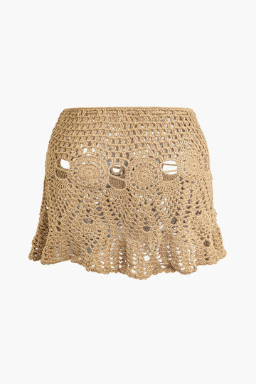 Crochet Halter Knit Cami Top And Mini Skirt Set