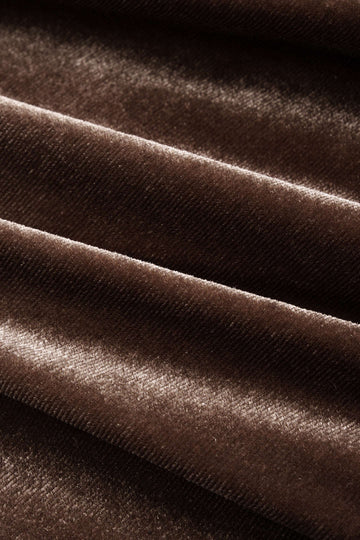 Velvet Patchwork V-Neck Long Sleeve Top And Shirred Waistband Wide-Leg Pants Set