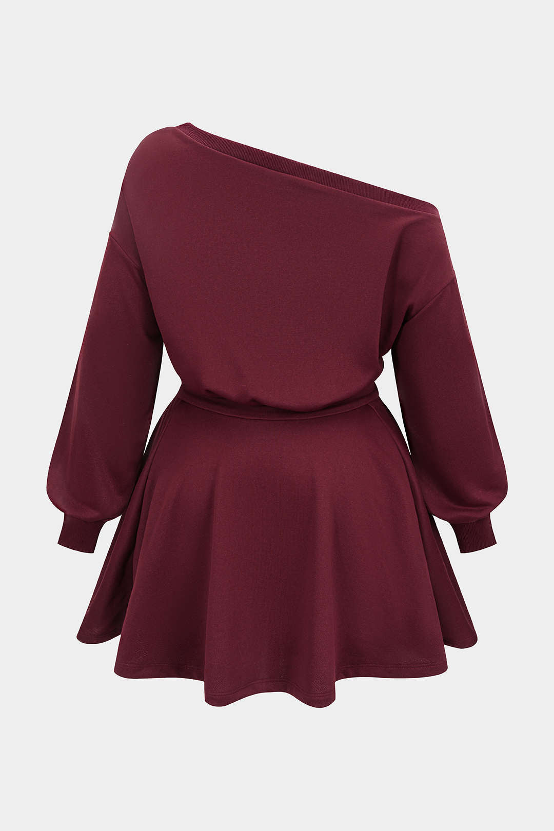 Plus Size One Shoulder Long Sleeve Mini Dress