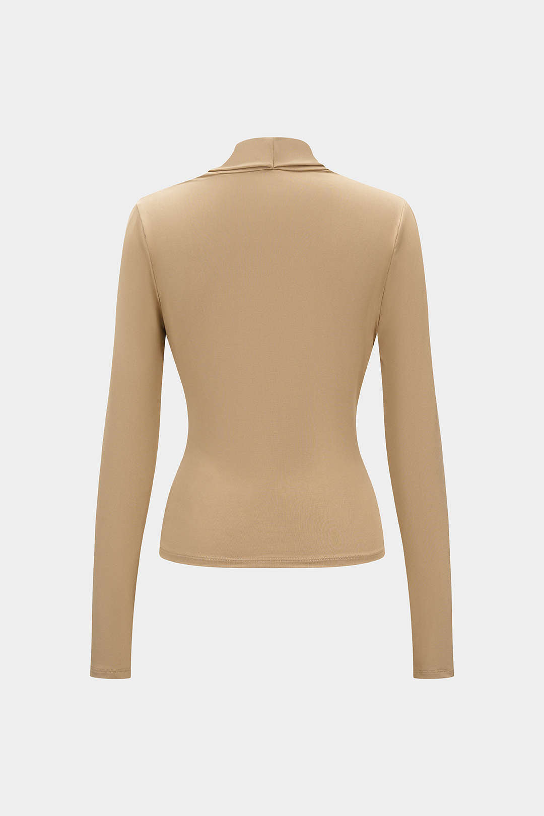 Ruched Draped Cowl Neck Long-Sleeve Top