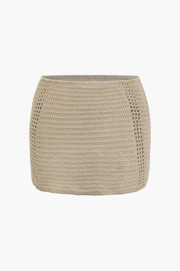 Lace Up Crisscross Knit Crop Top And Mini Skirt Set