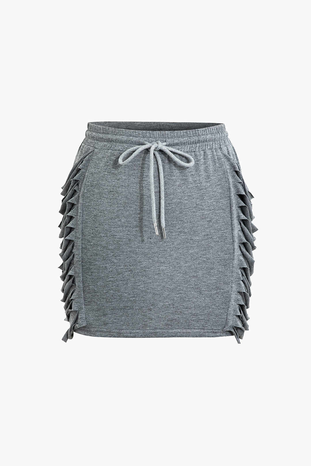 Solid Fringe Mini Skirt