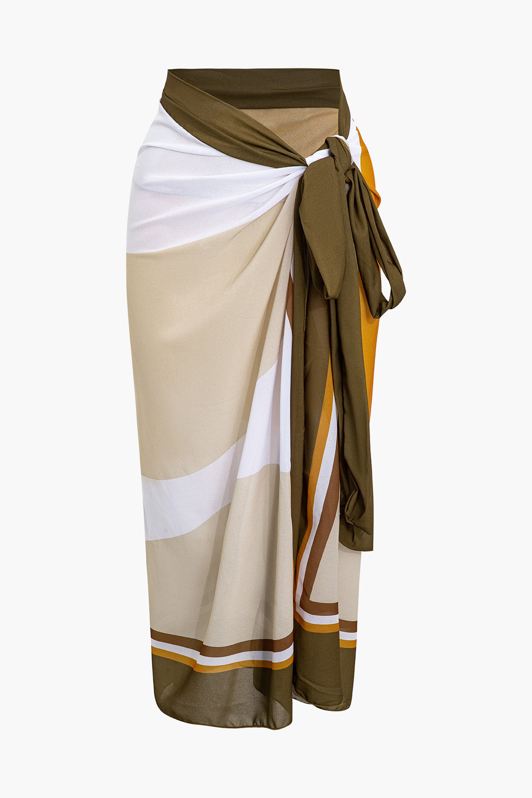 Colorblock Knot Wrap Cover Up Skirt