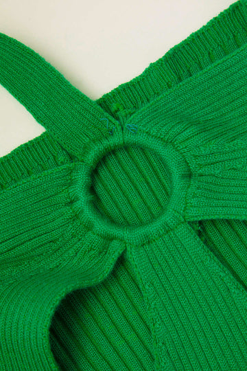 Asymmetric Cut Out Knit Slit Midi Dress