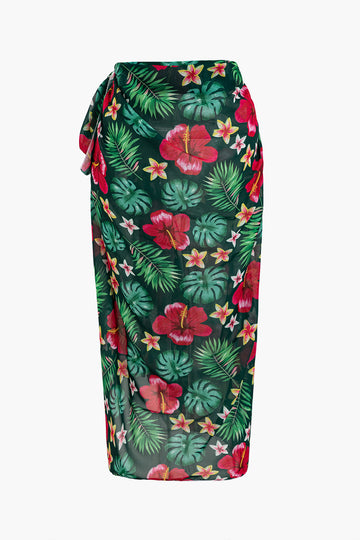 Floral Print Wrap Skirt Cover Up
