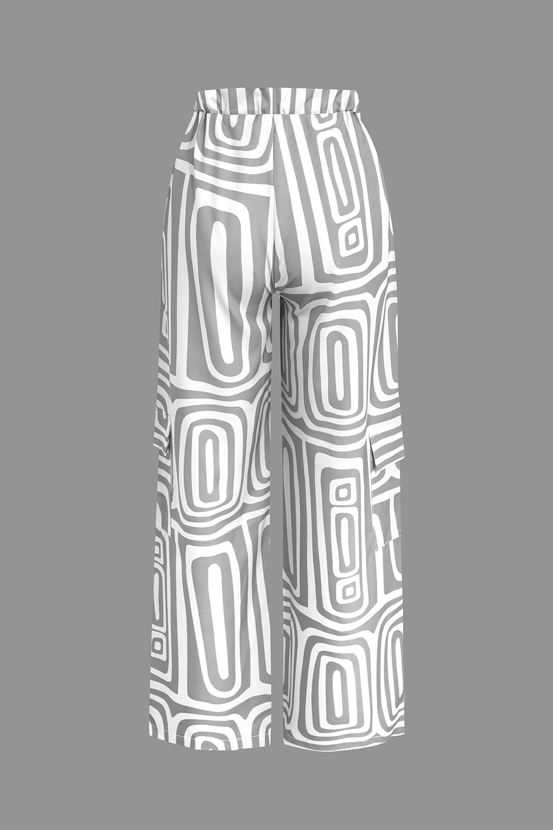 Solid Knot Shirt And Artistic Print Pants Set