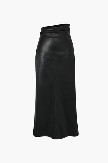 High Waisted Faux Leather Skirt