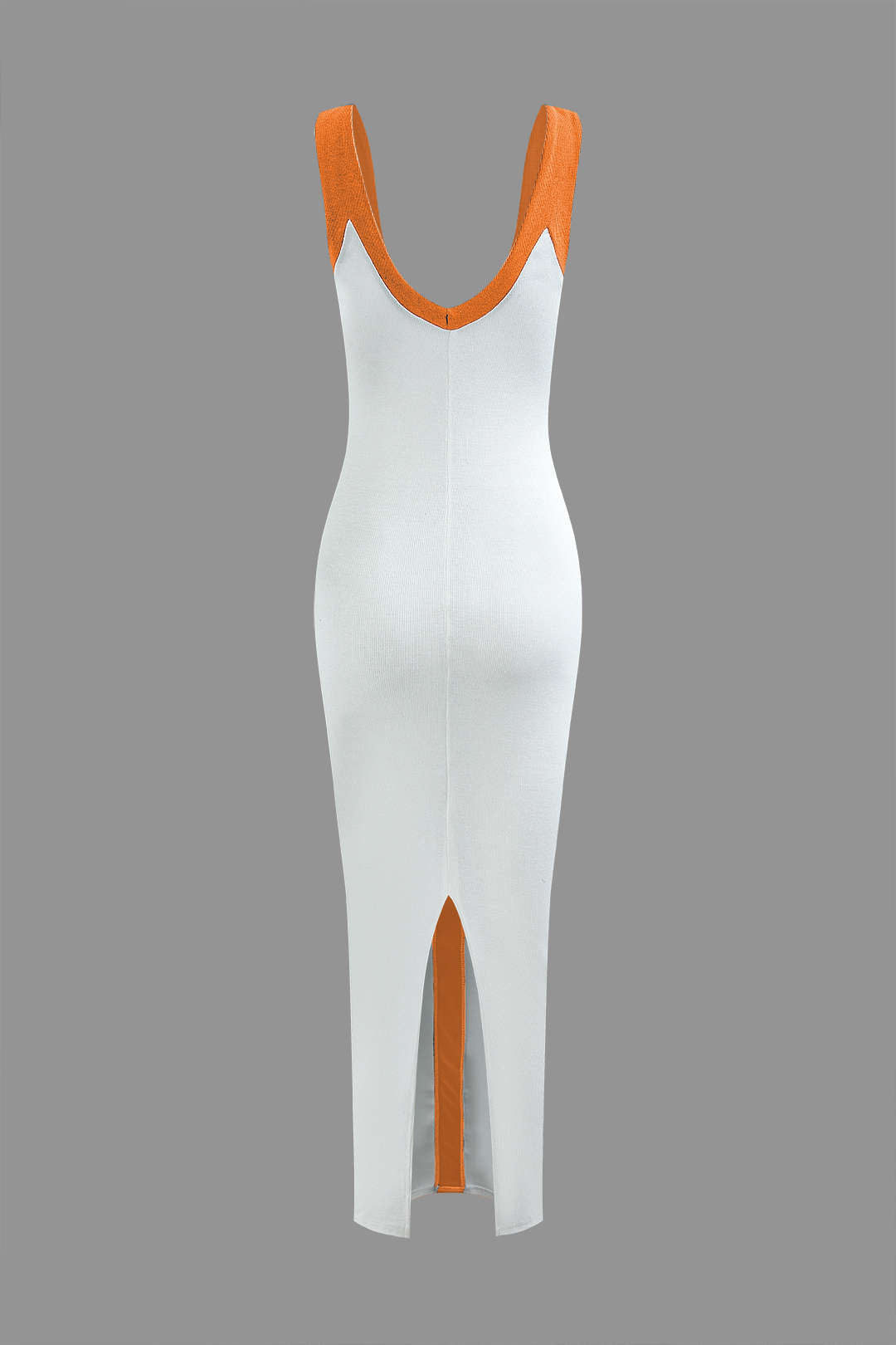 Colorblock V-neck Knit Split Maxi Dress