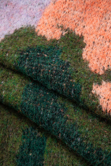 Landscape Pattern Button Up V-neck Knit Cardigan