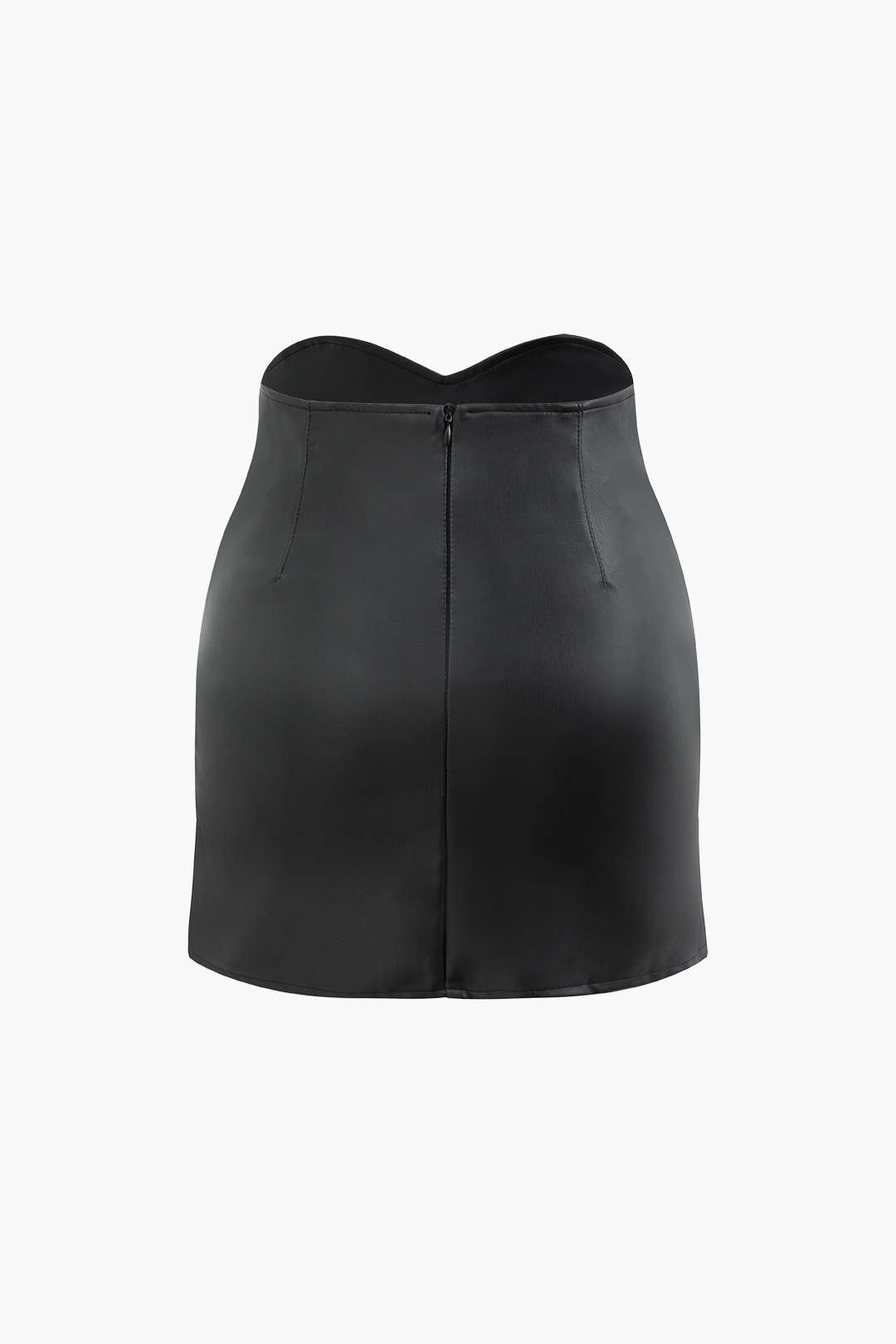 High Waist Faux Leather Ruched Mini Skirt