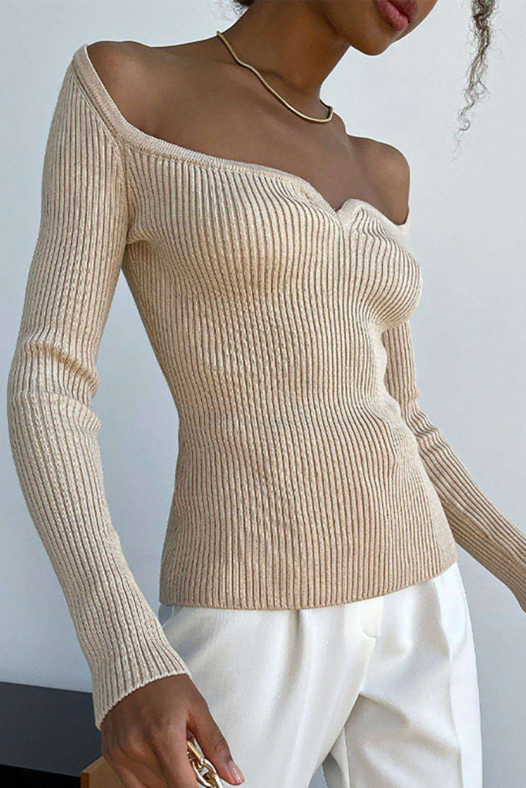 Solid Long Sleeve Knit Top