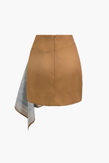 Asymmetric Side Scarf Mini Skirt