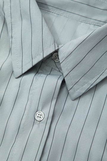 Stripe Chest Pocket Crop Shirt With Belt
