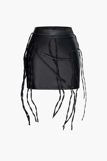 Faux Leather Zipper Mini Skirt