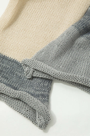 Stripe Open Knit Long Sleeve Crop Top
