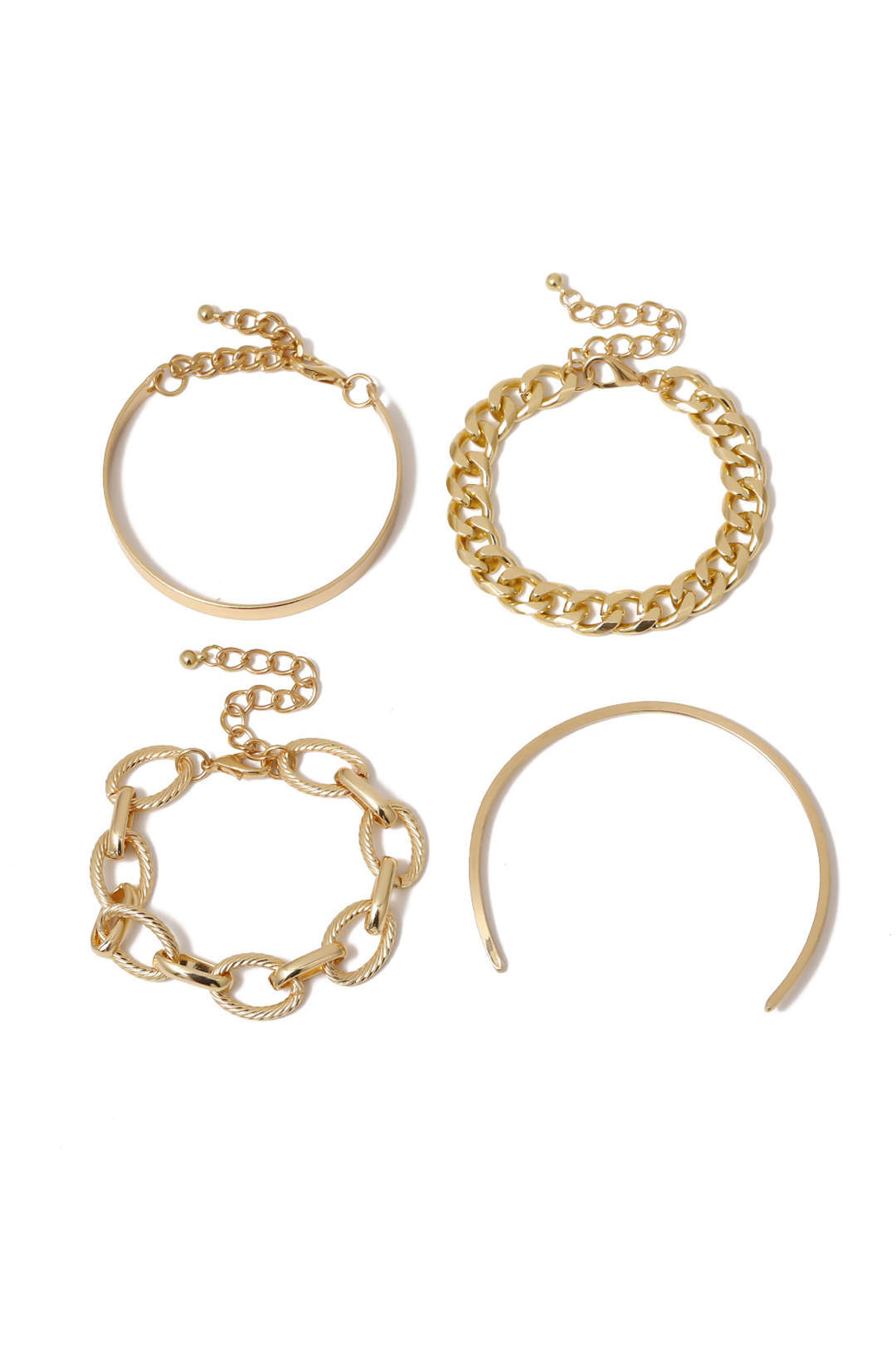 4pc Metal Chain Bracelet Set