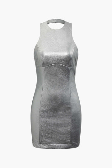 Metallic Backless Mini Dress
