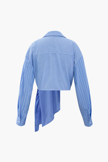 Stripe Asymmetric Hem Shirt