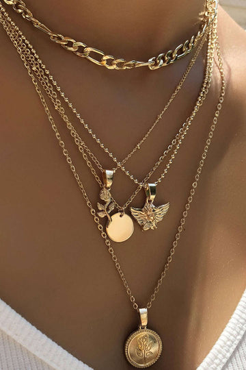 Rose & Angel Layered Necklace