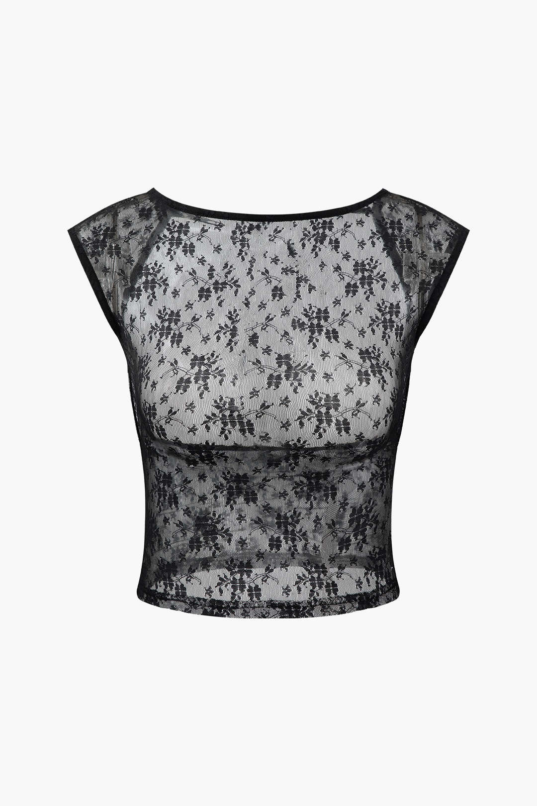 Floral Lace Backless T-shirt