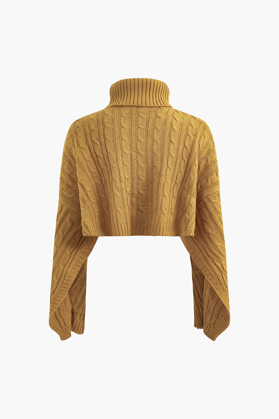 Turtleneck Cape Sleeve Crop Sweater