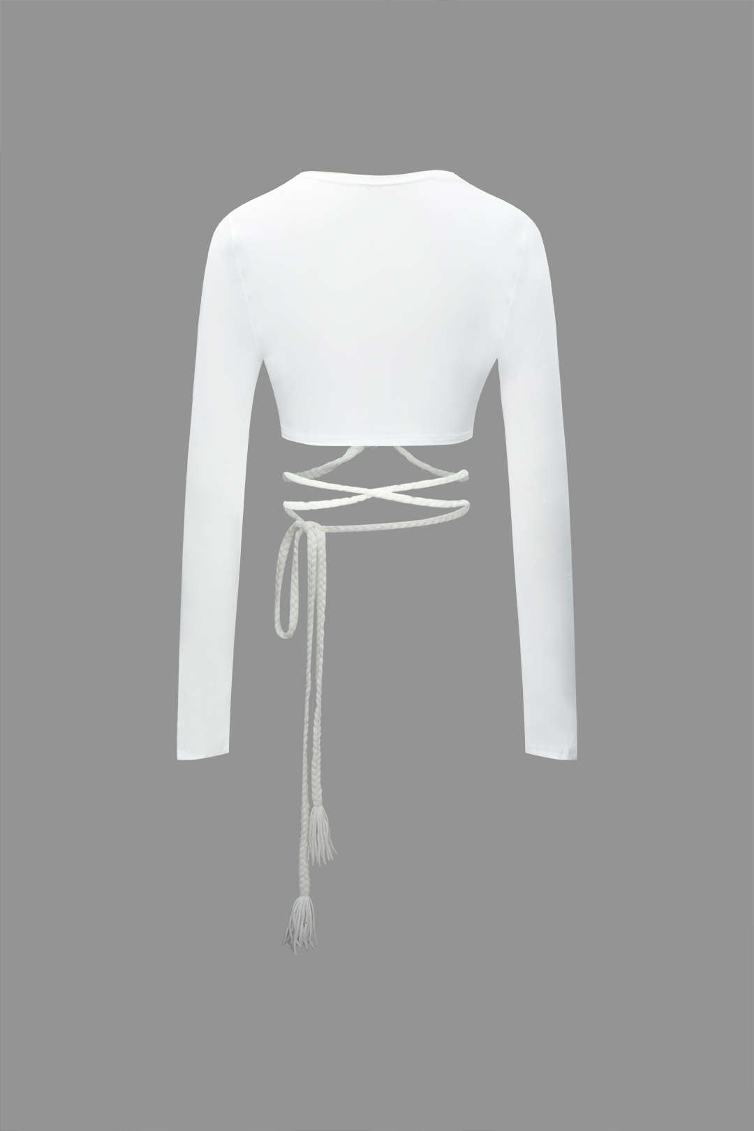 Deep V-neck Tie Front Long Sleeve Top And Split Midi Skirt Set