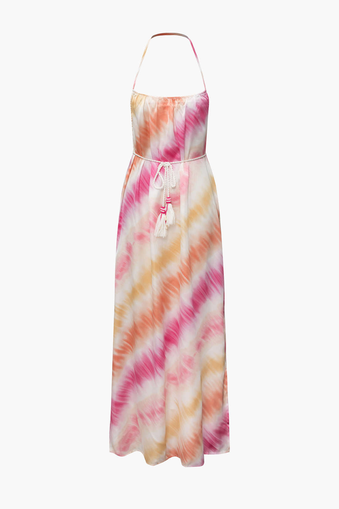 Ombre Rope Detail Halter Maxi Dress