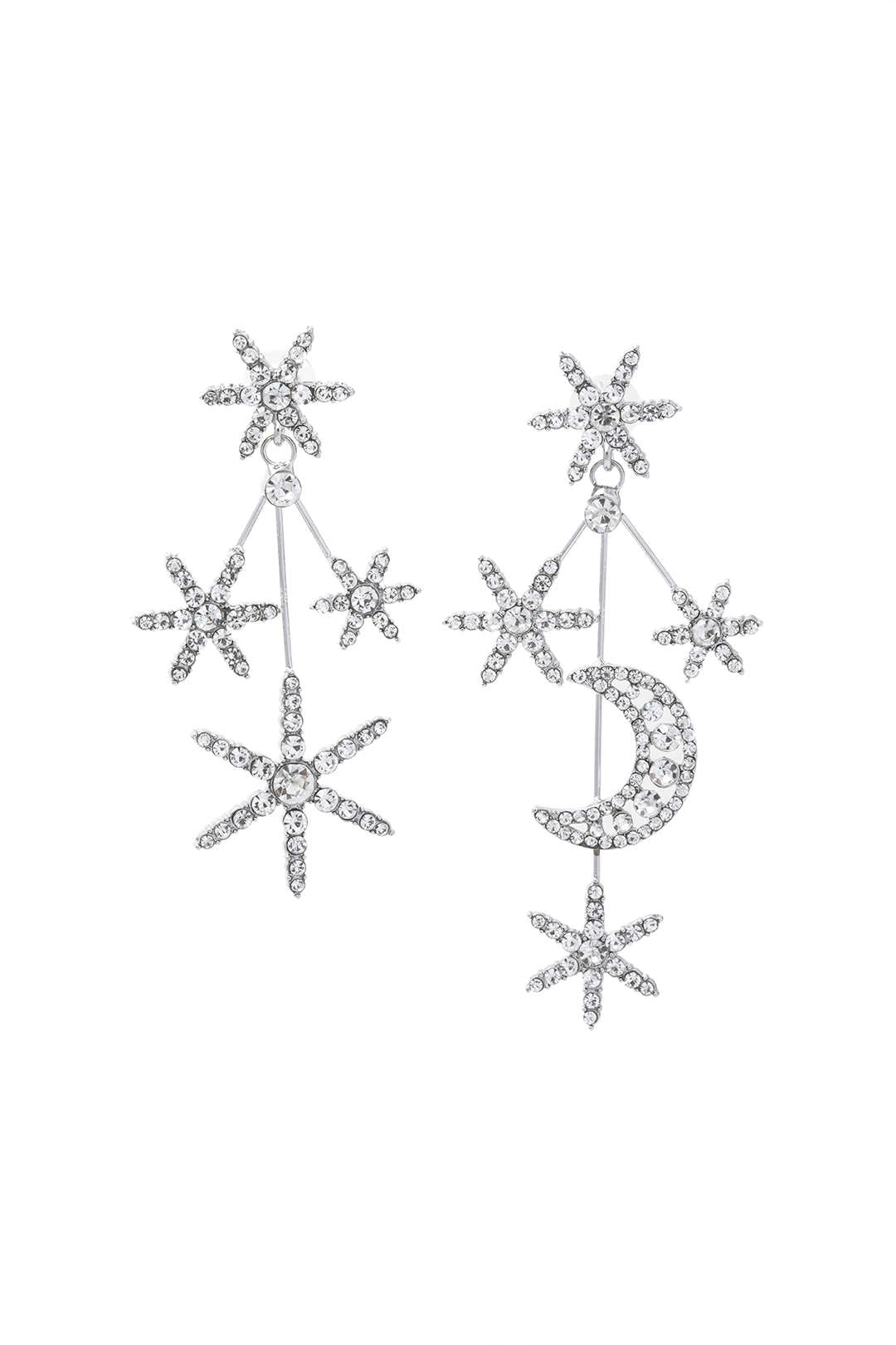 Star & Moon Crystal Drop Earrings