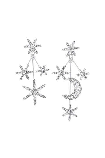 Star & Moon Crystal Drop Earrings