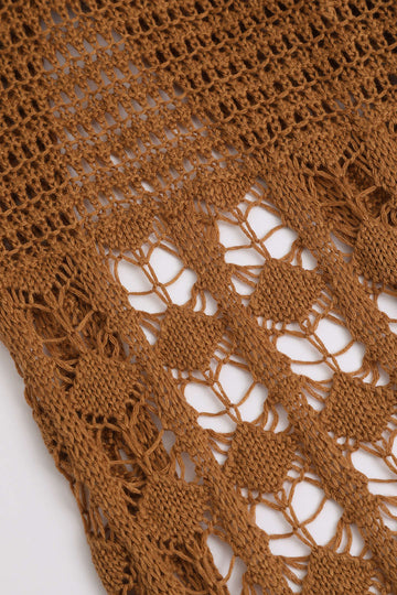 Tassel Hem Crochet Knit Cover Up Dress