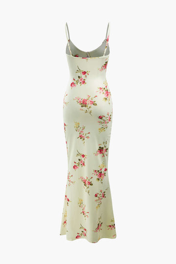 Floral Print V-neck Maxi Slip Dress